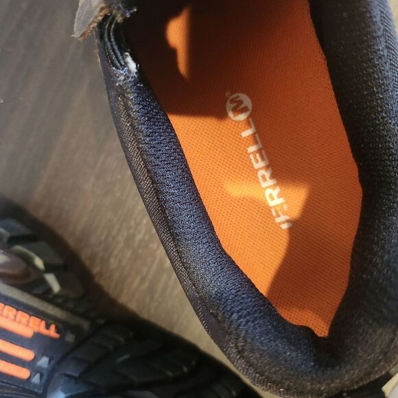 Merrell Brown and Orange Slip-On Loafers Rugged Design - Picture 6 of 10